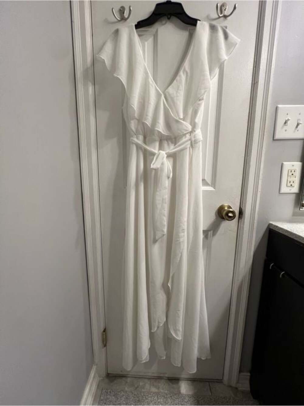 Simplee Apparel White Ruffle Wrap Maxi Dress - Picture 3 of 5
